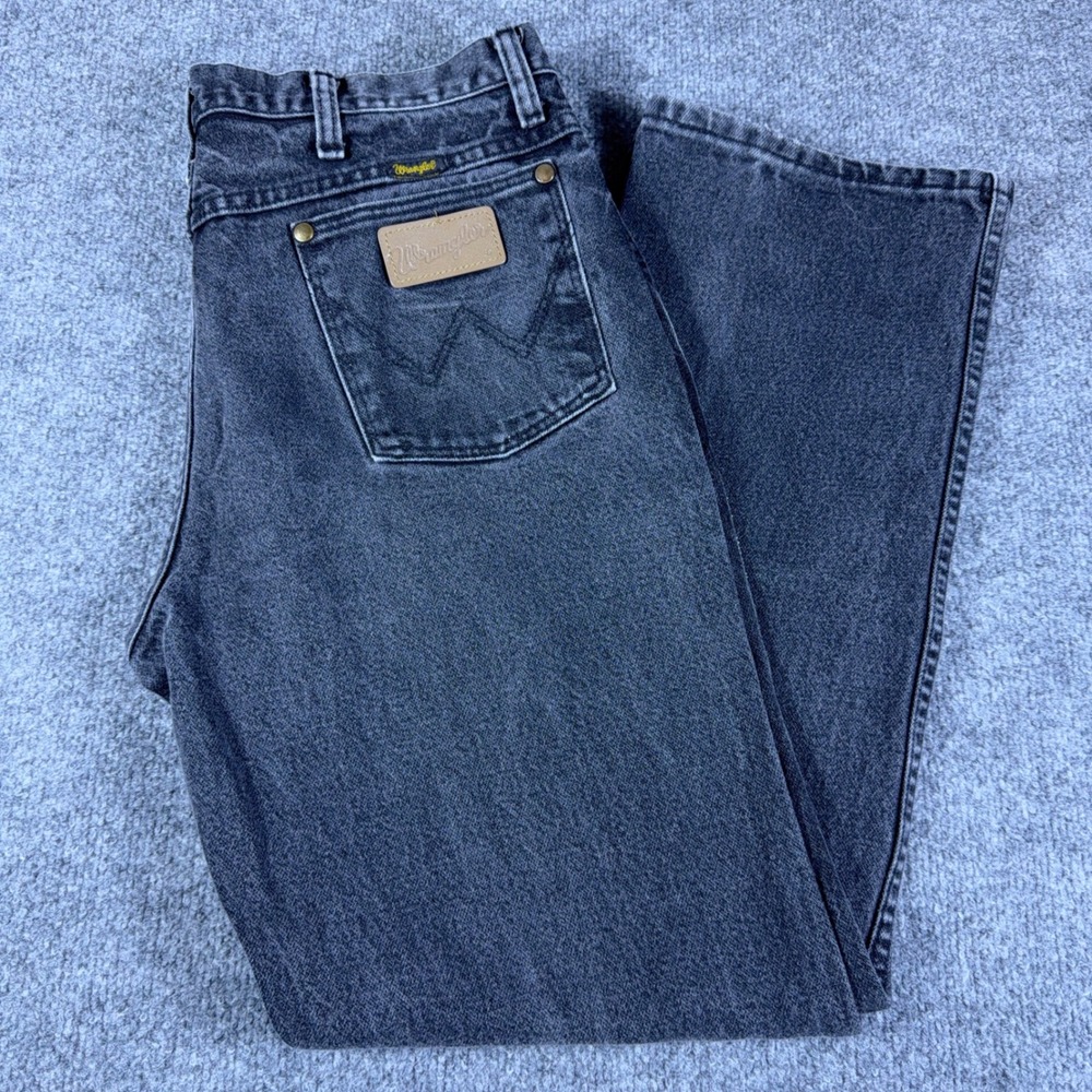 Wrangler 936WBK Cowboy Cut Slim Fit Jeans Mens 34x30 Faded Black Denim High Rise